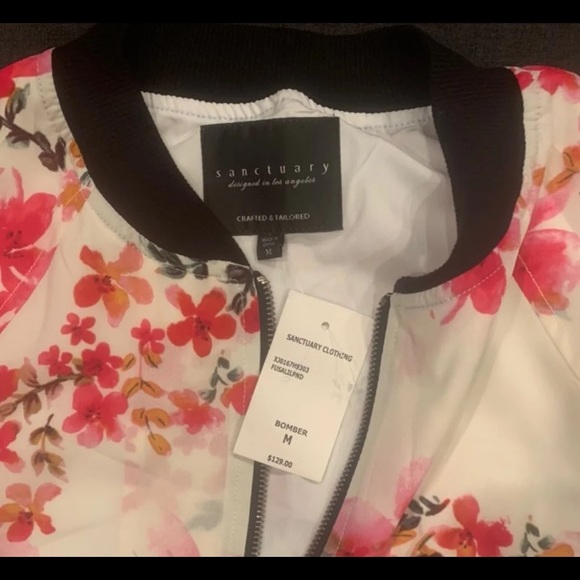Sanctuary Pink Floral Bomber Jacket M - Picture 4 of 5